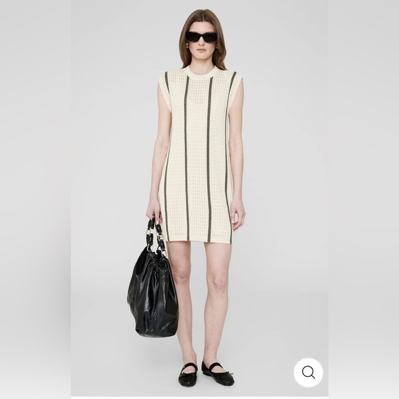 Anine Bing - Lanie Dress in Ivory and Army Green Stripe size Large NWT - Picture 3 of 10